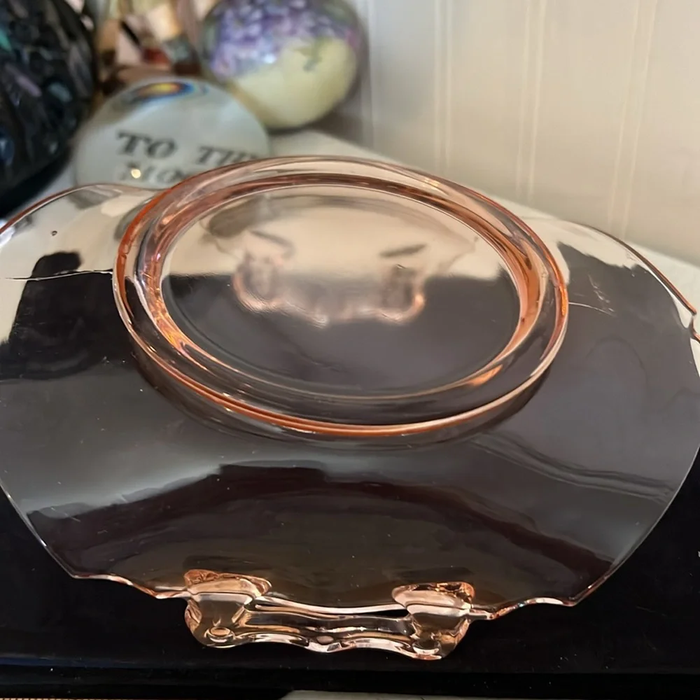 Elegant Pink depression Glass Candy  Dish
